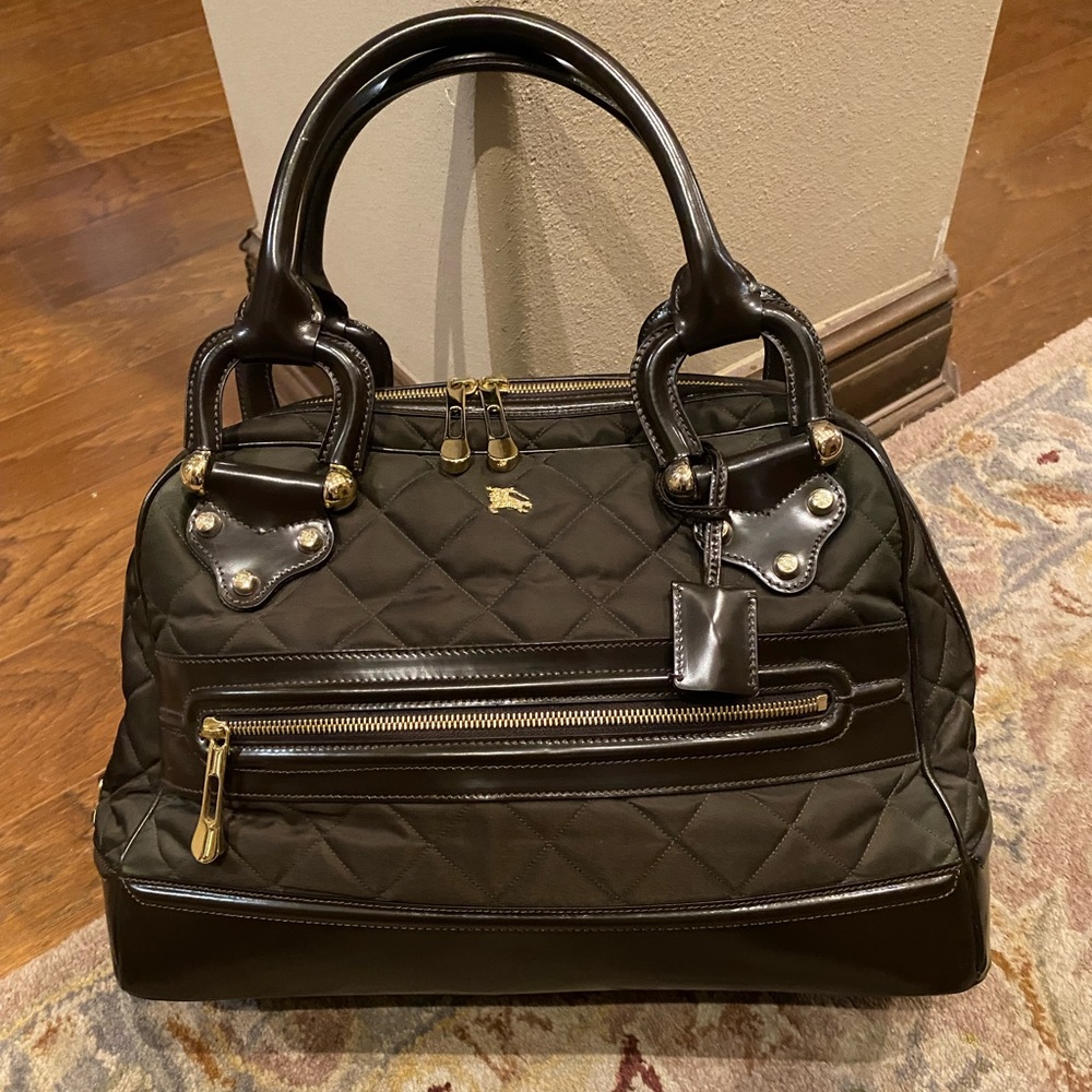 Burberry quilted Prorsum Bit Runway leather brown bag